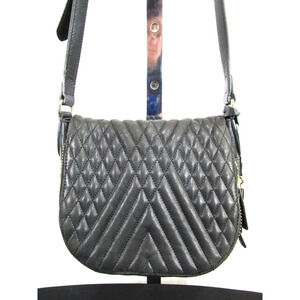 Vince Camuto Bailey Black Quilted Leather Flap Crossbody Handbag